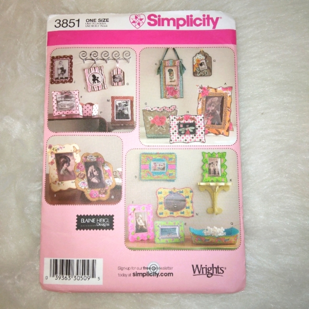 SIMPLICITY 3851 Fabric Frames and Containers by Elaine Heigl, New and Un…